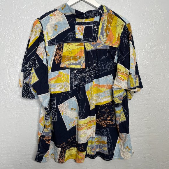 We The Free Women M Blue Love Letters Button Front Shirt Oversized Swiss dot - Picture 7 of 10